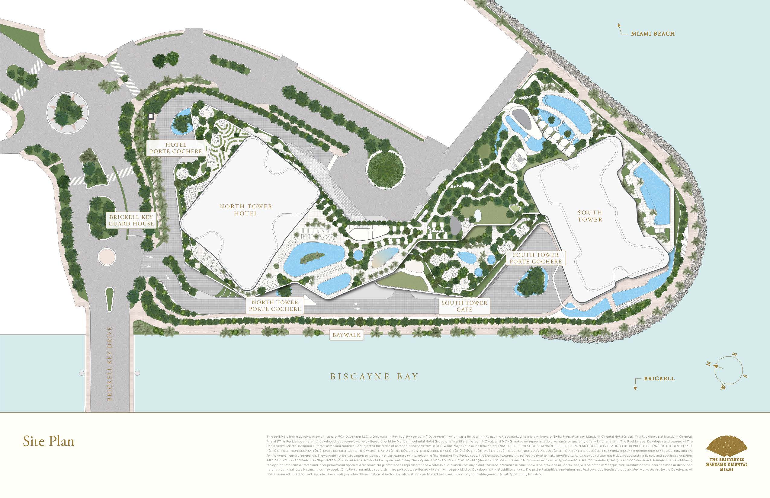 Site plan, The Residences at Mandarin Oriental, Miami