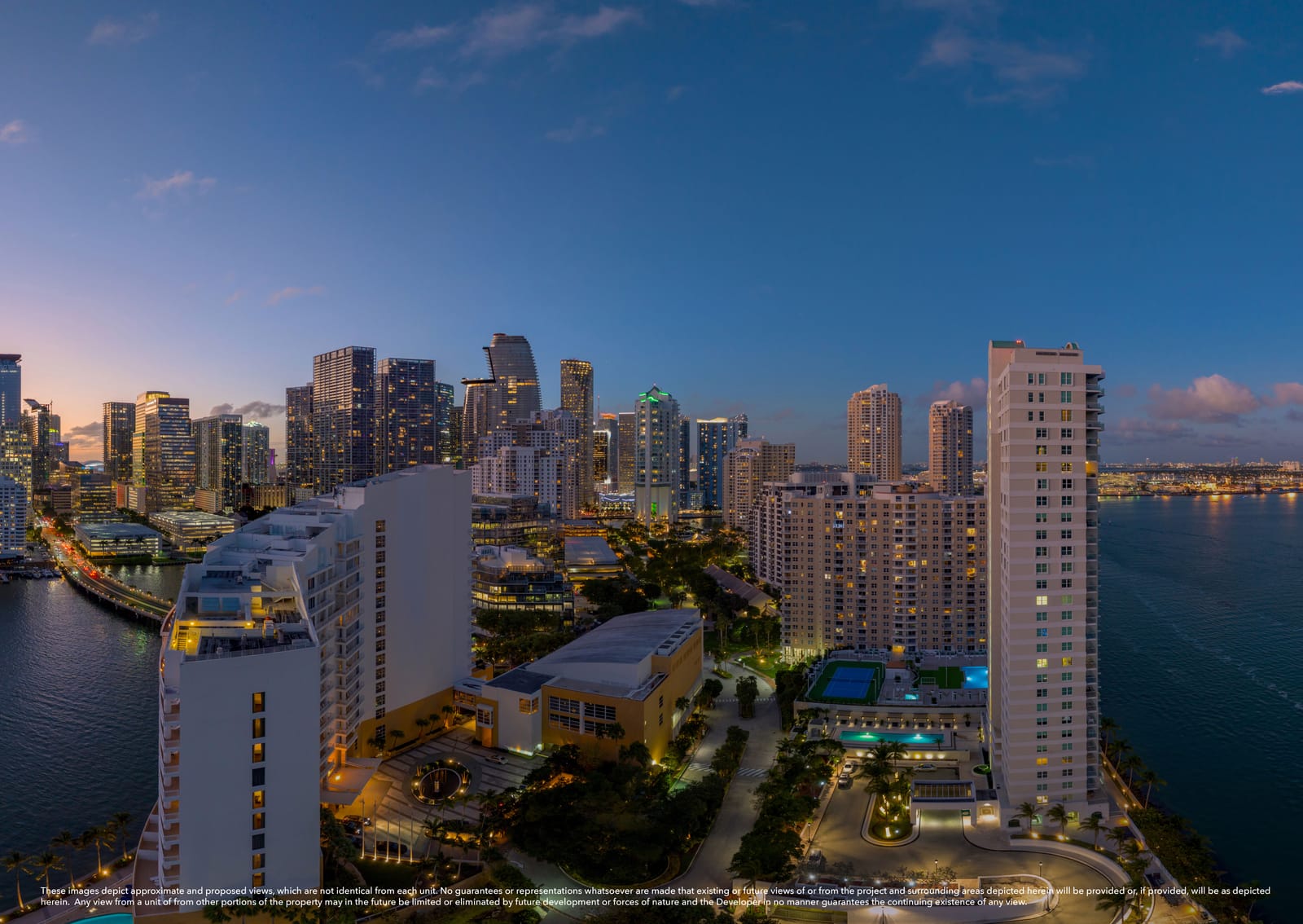 Floor 20 twilight view, South Tower residence