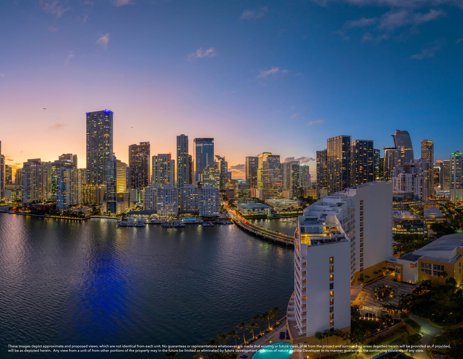 Floor 20 twilight view, South Tower residence