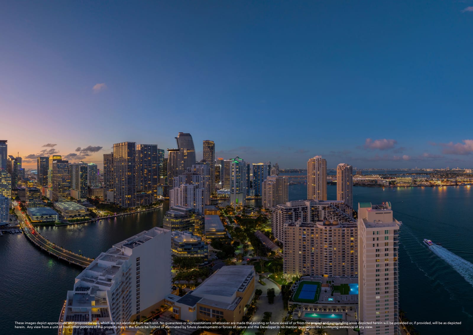 Floor 31 twilight view, South Tower residence