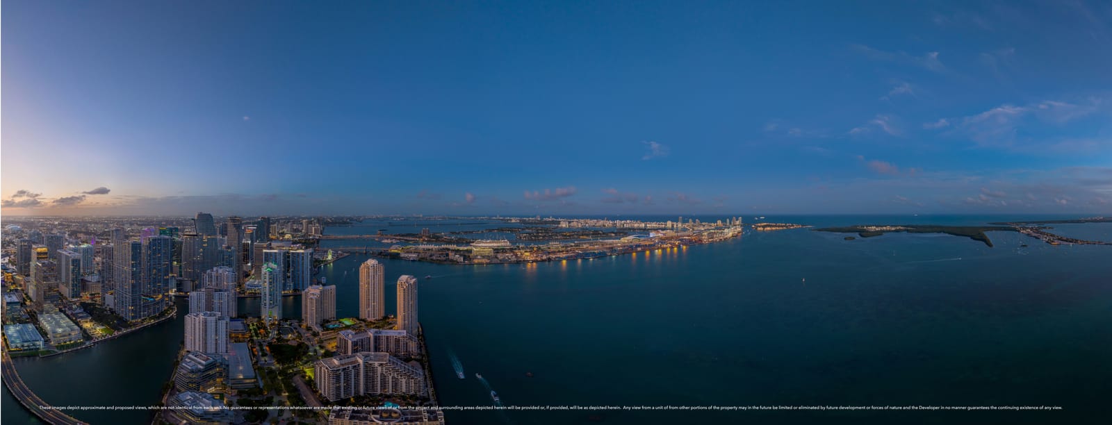 Floor 63 twilight view, South Tower residence