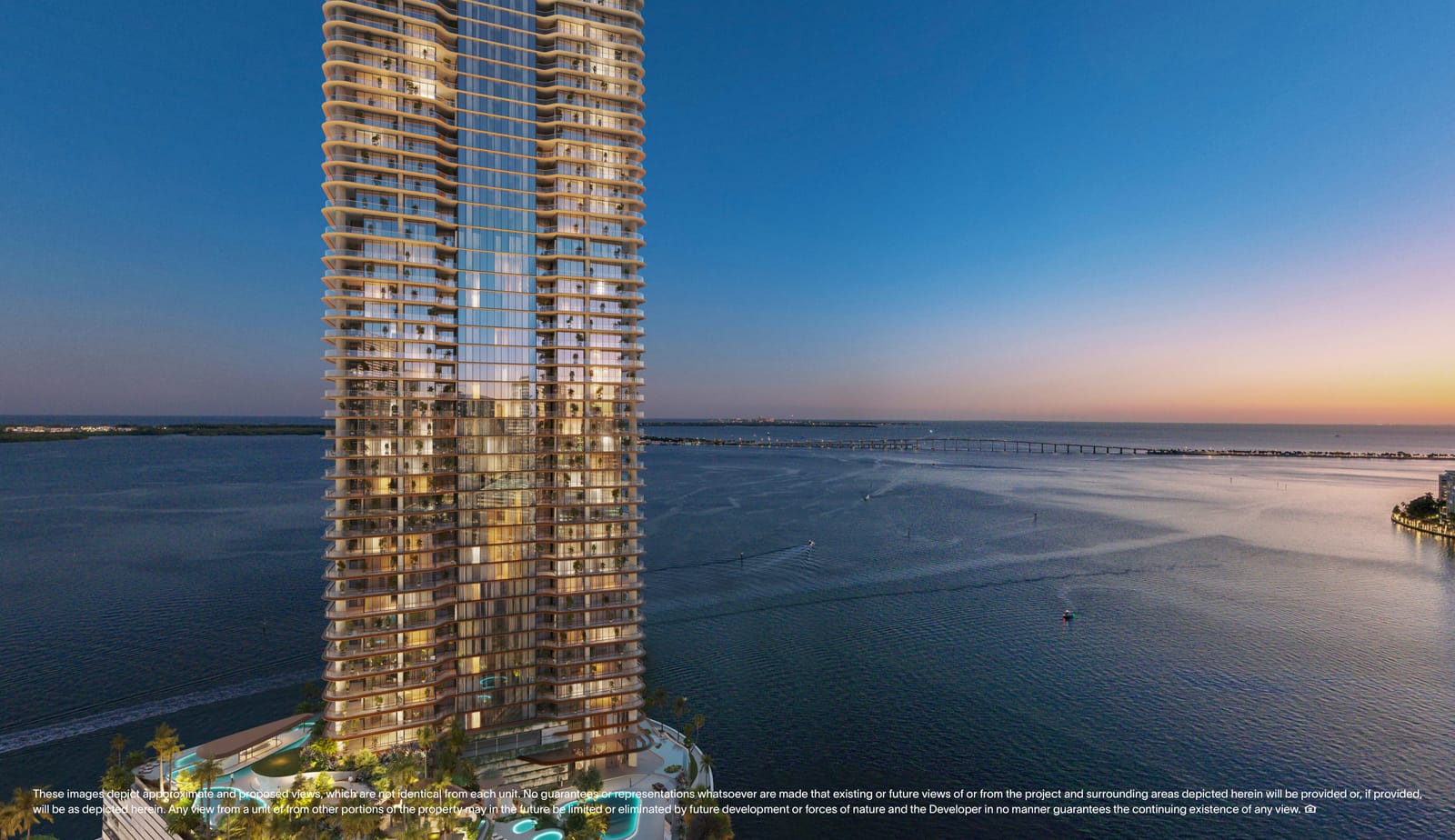 Floor 22 twilight view, North Tower Private Residence