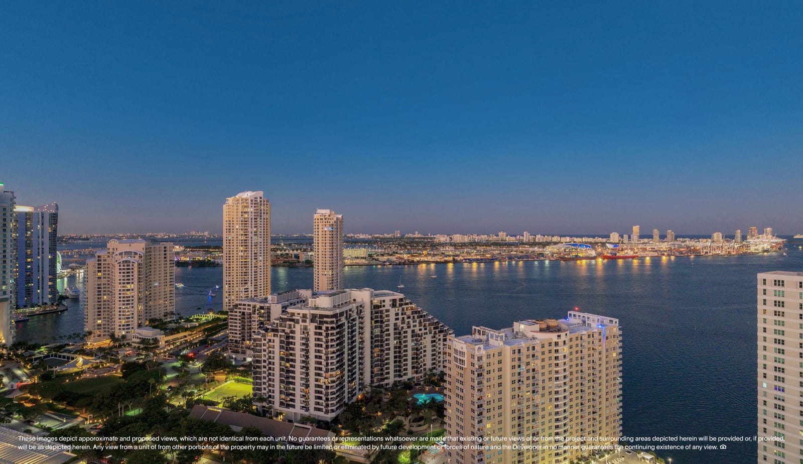 Floor 26 twilight view, North Tower Private Residence